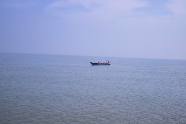 Landscape View of a fishing boat on the Padma river in Bangladesh