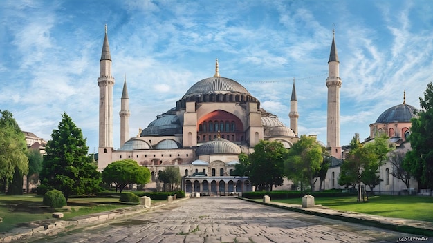 Landscape view of hagia sophia in istanbul turkey