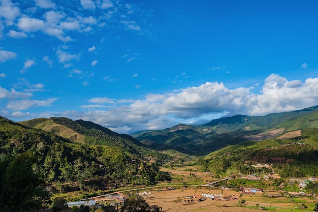 Landscape view of Sapan village nan thailandSapan is a small quiet village surrounded by trees fields and beautiful landscapes