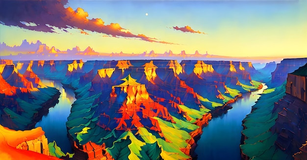 Landscape Wild west prairies Canyon Concept painting of a beautiful western background Generative AI