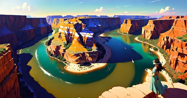 Landscape Wild west prairies Canyon Concept painting of a beautiful western background Generative AI