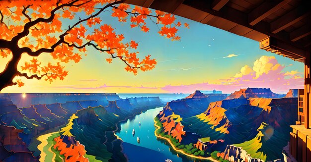 Landscape Wild west prairies Canyon Concept painting of a beautiful western background Generative AI