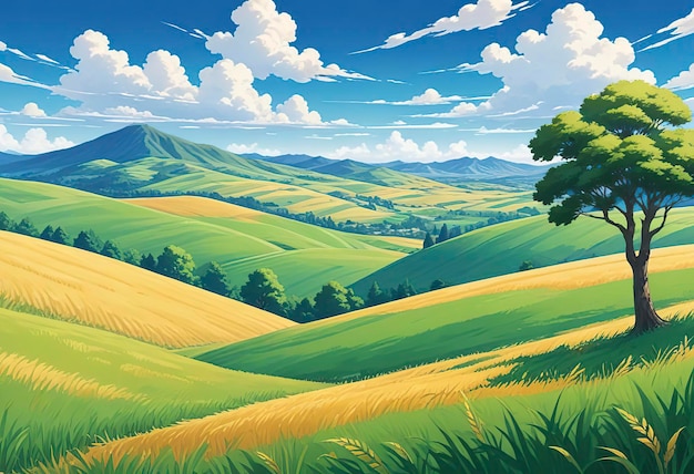 landscape with field and blue sky