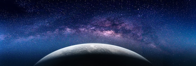 Landscape with Milky way galaxy. (Elements of this image furnished by NASA)