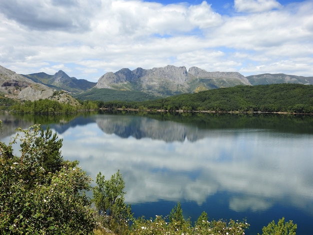 Landscape with mountains and water