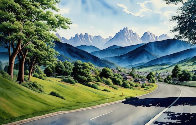 landscape with roads and mountains