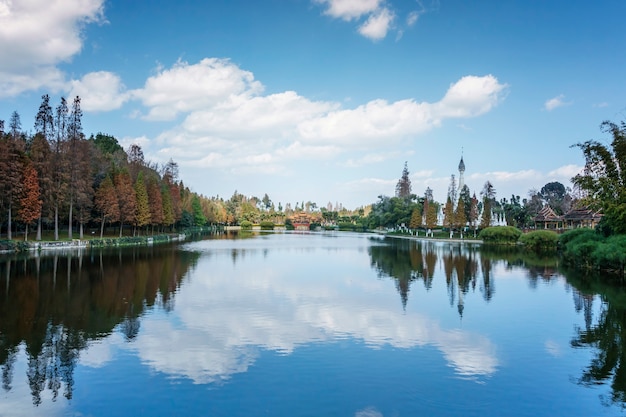 Landscape of Yunnan Nationalities Village, located in Kunming City, Yunnan Province, China.