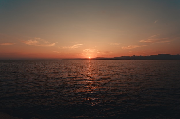 Landscaped horizon during a pink sunset