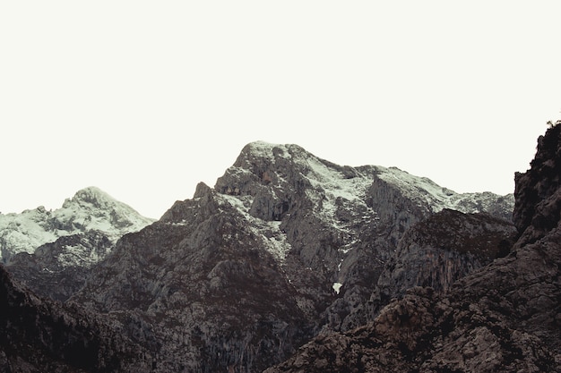 Landscaped shot of the snowy mountain range