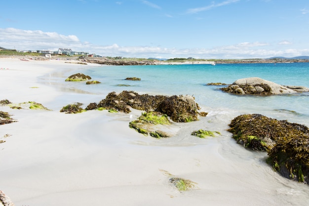 Landscapes of Ireland, White sand of roundstone, Connemara in Galway county