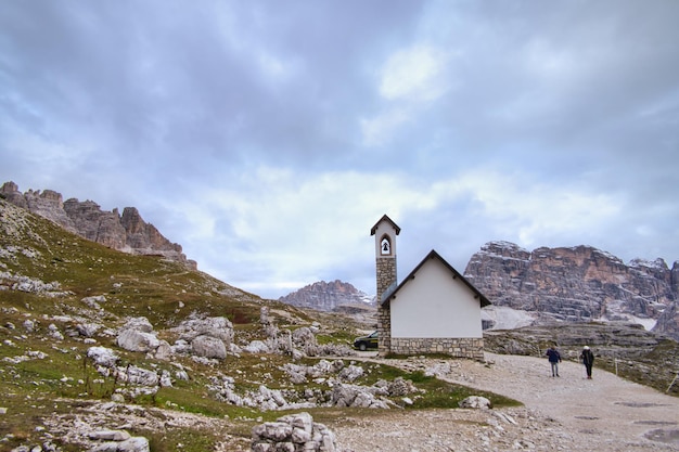 landscapes of mountains and lakes in the dolomites italian alps