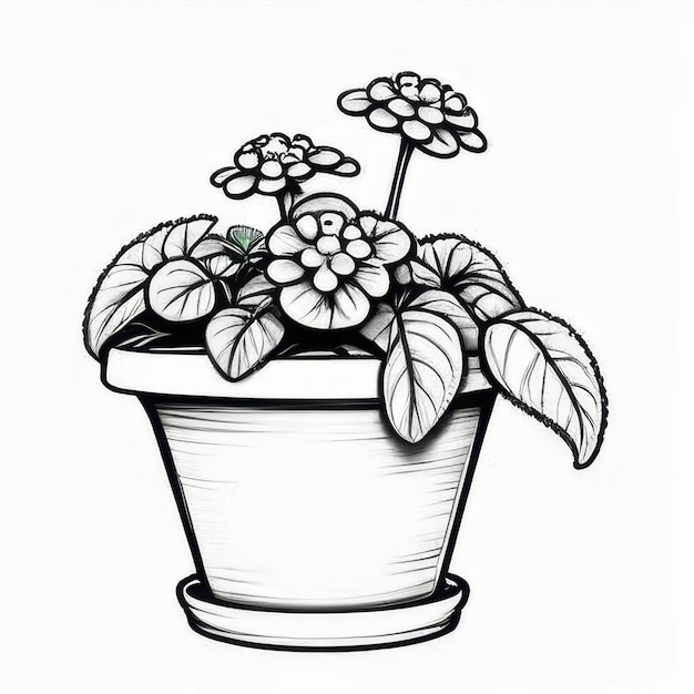 Lantana flower outline black and white cute coloring book