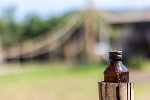 Lantern by the glass bottle