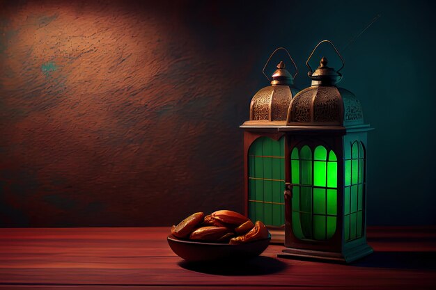 Lantern candle lamp concept for islamic celebration day ramadan kareem or eid al fitr adha Generative Ai