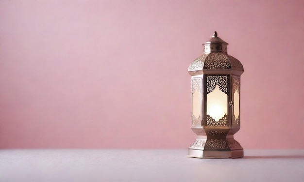 lantern eid mubarak ramadan background with on a pastel colors