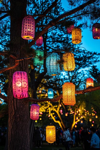 a lantern festival in a public park to celebrate Nowruz