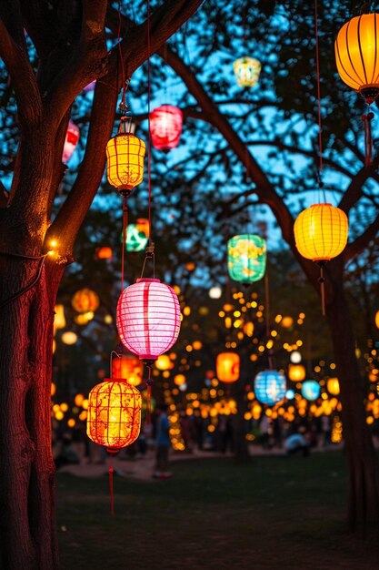 a lantern festival in a public park to celebrate Nowruz