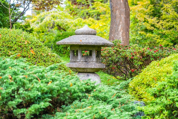 Lantern in Japanese Tea Garden in the Golden Gate Park, San Francisco, California.