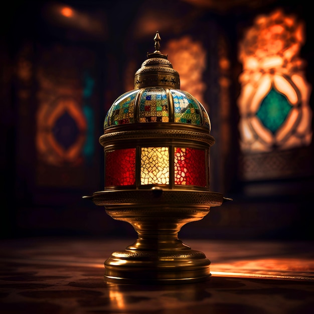 Lantern in the mosque Ramadan Kareem greeting card