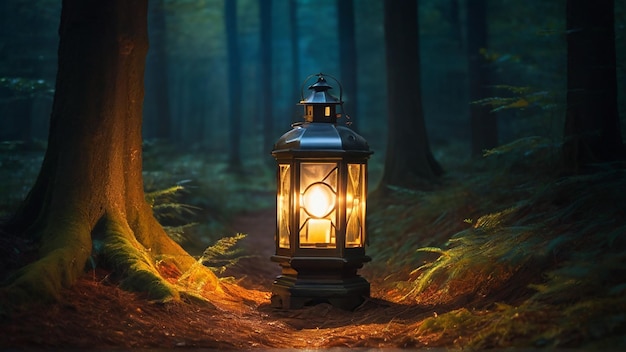 Photo lantern in the mystical forest