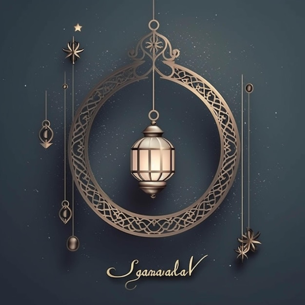 Lantern for Ramadan Kareem greeting card Vector illustration