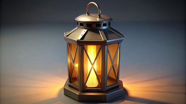 a lantern that is on a table with a light inside