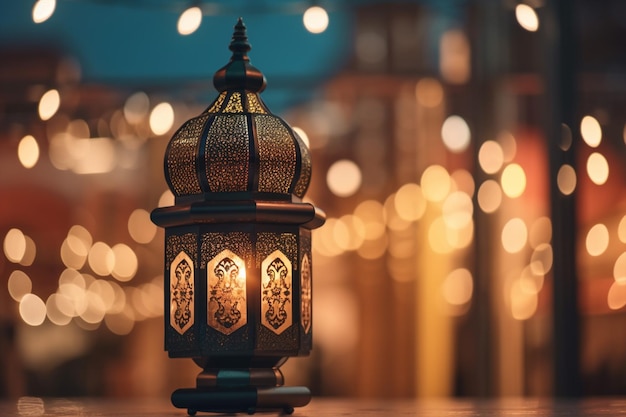 A lantern with the arabic text ramadan generative ai