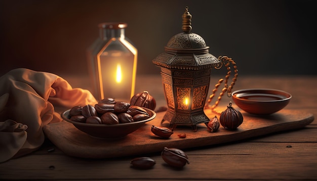 a lantern with a candle that says jar of coffee on it