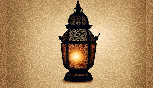 lantern with a floral pattern on a gold background vector art illustration