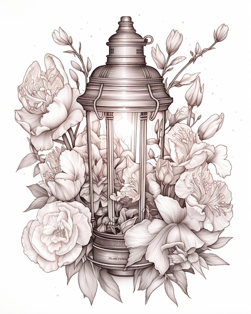 Lantern with Flowers