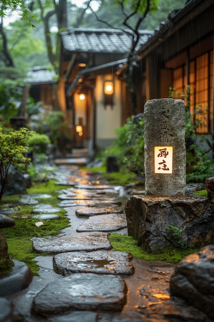 a lantern with a lantern in the middle of it is lit up