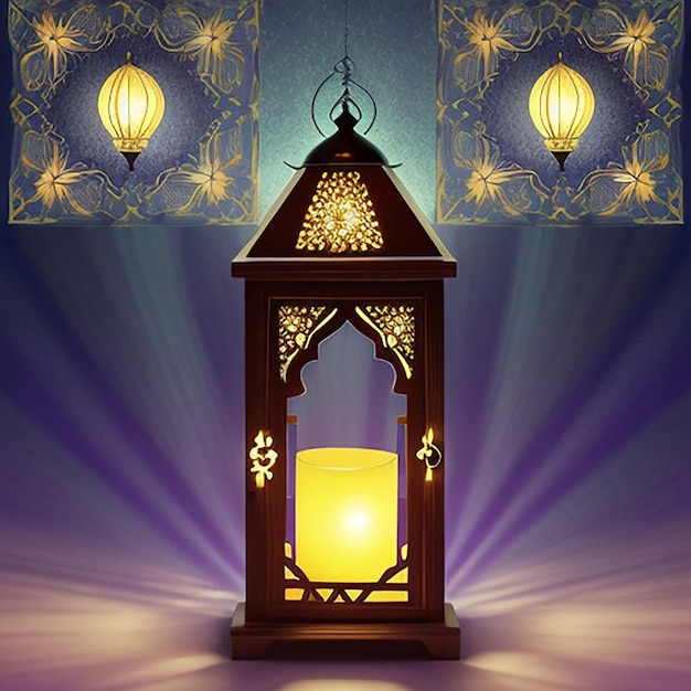 a lantern with Ramadan karem lantern background ai generated