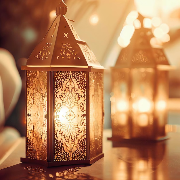 A lantern with the word ramadan on it