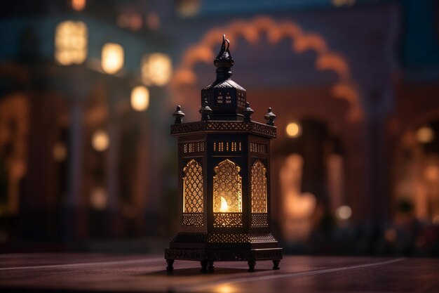 A lantern with the word ramadan on it