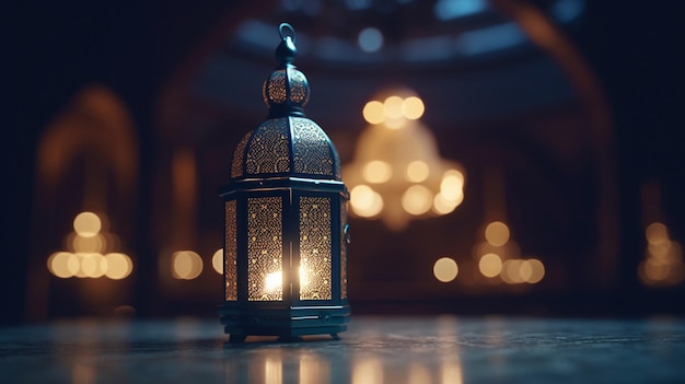 A lantern with the words ramadan on it