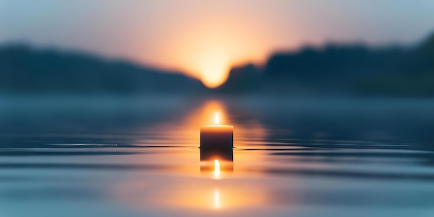 Photo lanterns drifting down the river tranquil scene with soft light fading into the distance concept river lanterns tranquil scene soft light floating lanterns riverside photography