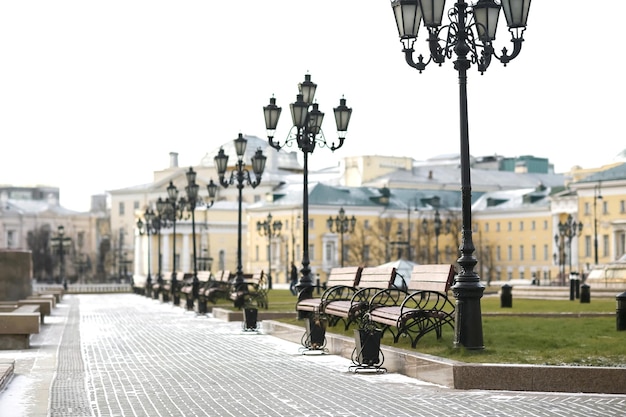 Lanterns in the square in the city