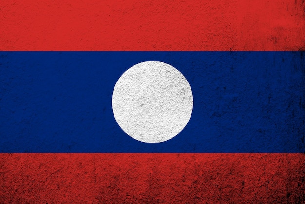 Photo the lao peoples democratic republic laos national flag grunge background