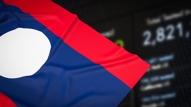 Laos flag on Business chart Background 3d rendering