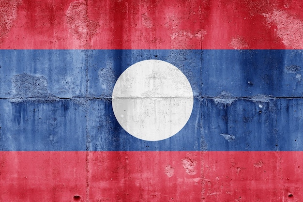 Photo laos flag on a grunge background