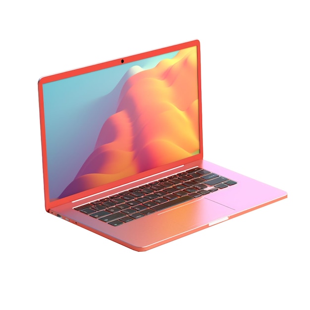 Laptop in 3D style trending color palette with Generative AI