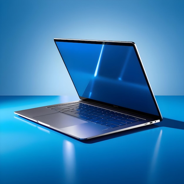 Laptop on blue background mock up