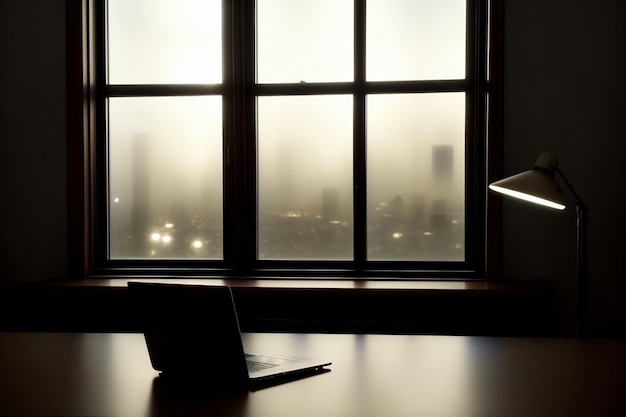 A Laptop Computer Sitting On A Desk In Front Of A Window