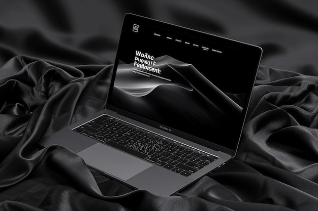 Photo a laptop computer sitting on top of a bed