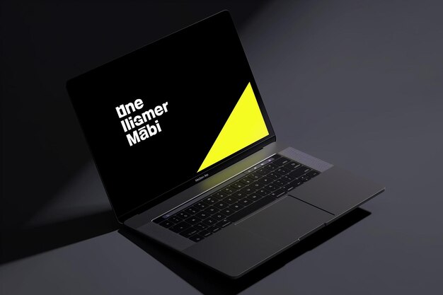 Photo a laptop computer with a black screen and yellow keyboard