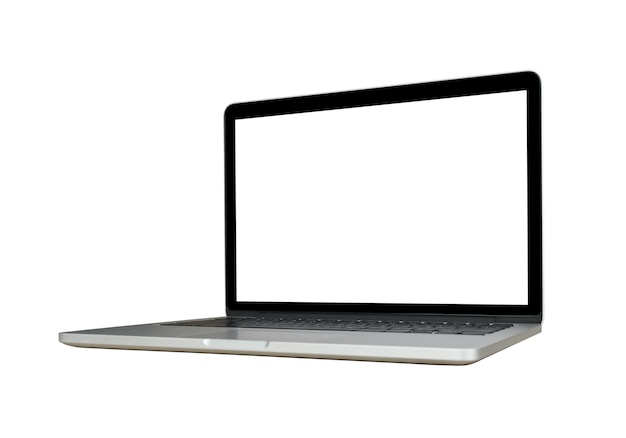 Laptop computer with blank screen isolated on white background