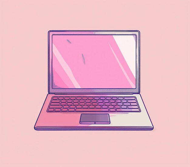 Photo a laptop computer with a pink screen and keyboard