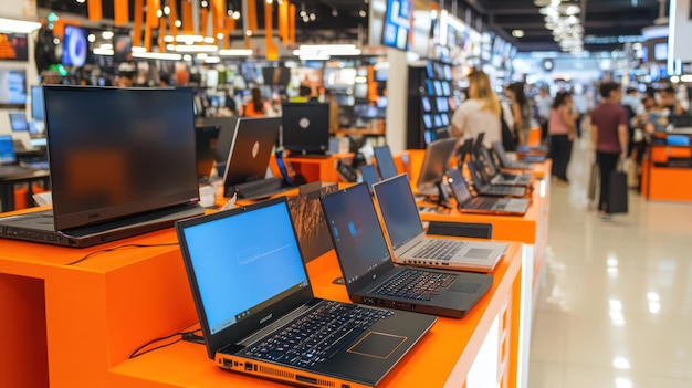 Photo laptop display in tech store