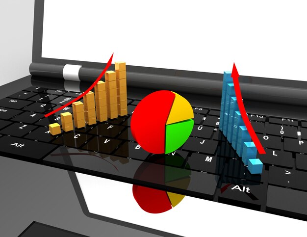 Laptop and graph. business concept