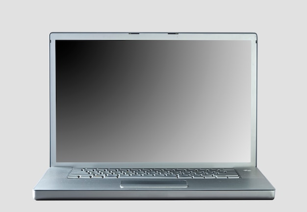 Laptop on gray background